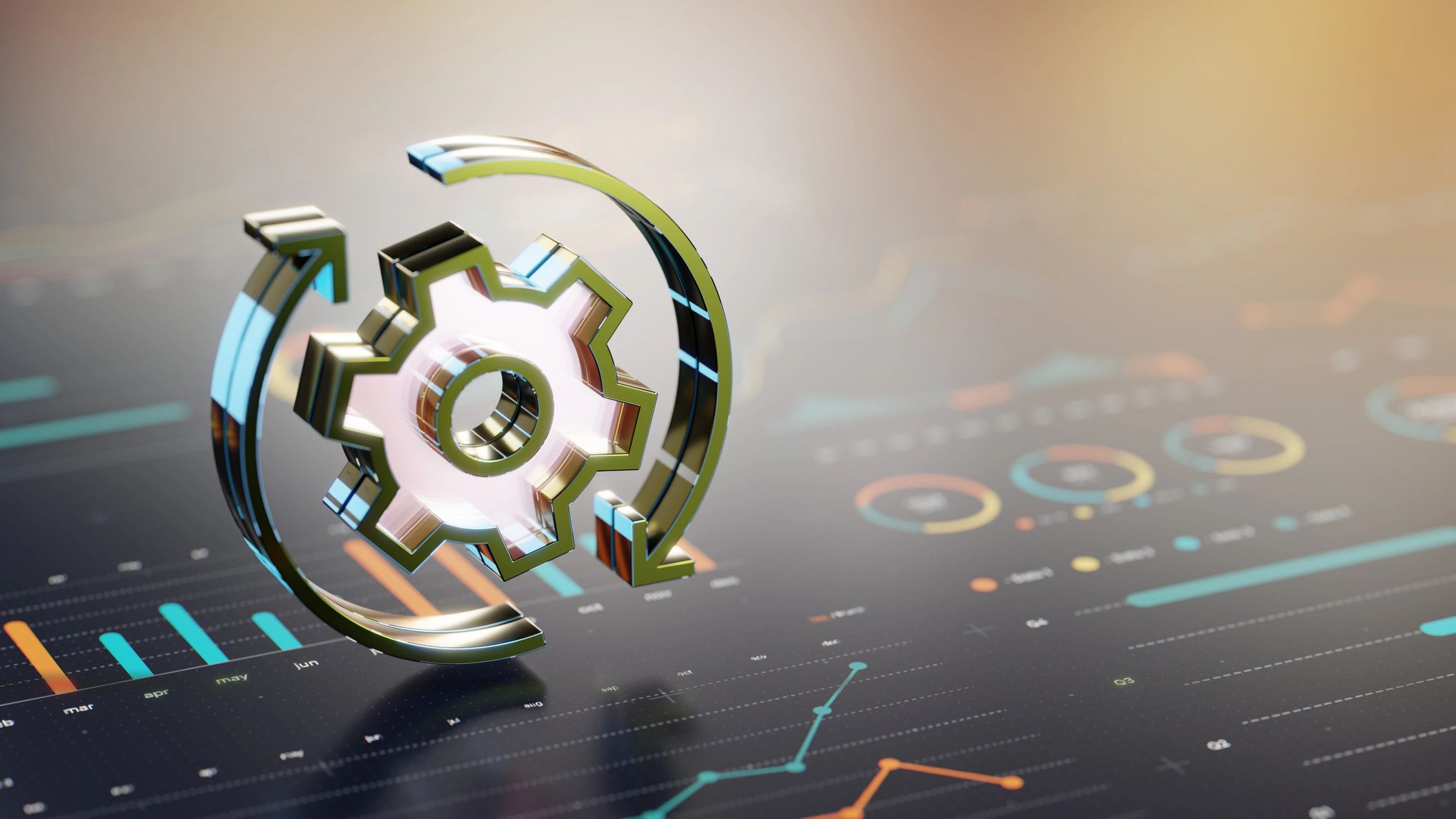 Automation and process optimization concept with gear and dashboard